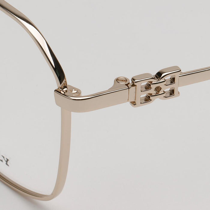 BALLY Gold Metal Square Eyeglass Frame Lightweight Unisex BY5072H 032