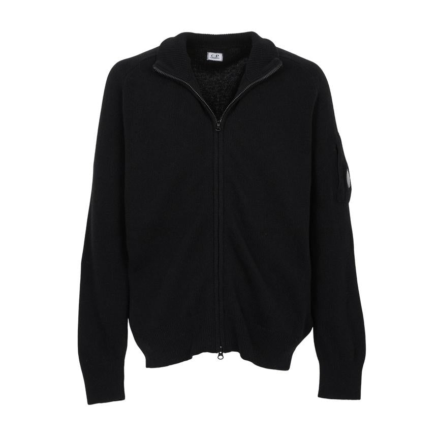 CP Company Men’s Zip-Up Knit Cardigan Black