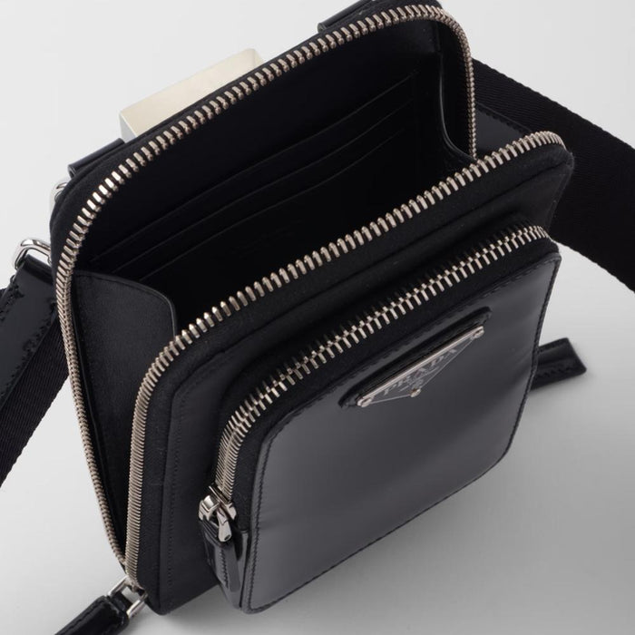 PRADA Re-Nylon Brushed Leather Phone Crossbody Bag 2ZT060