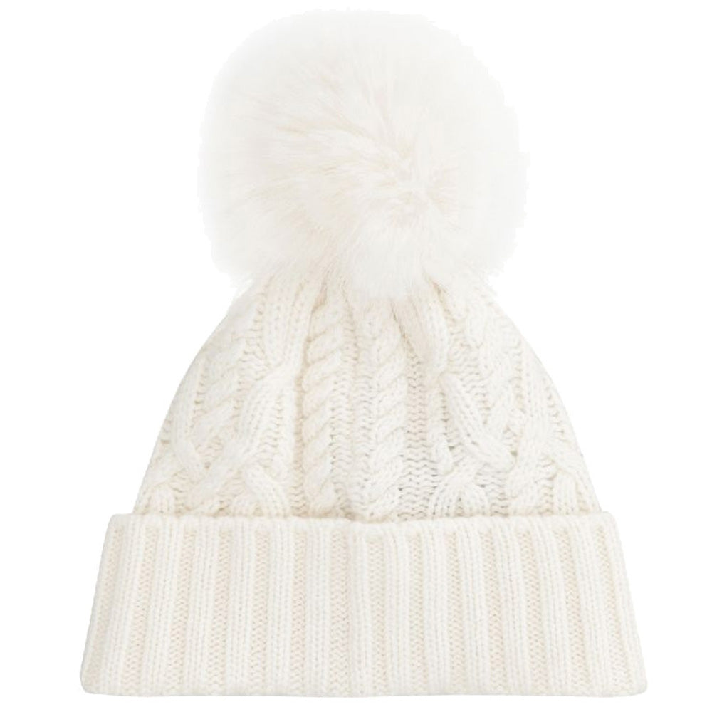 Moncler Women's Logo Cable Knit Pom Pom Beanie 3B000 18 M1127 002