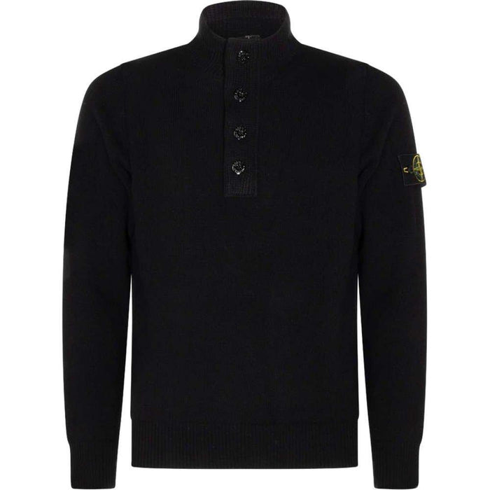 STONE ISLAND Black Half Knit Round Neck Unisex Sweater