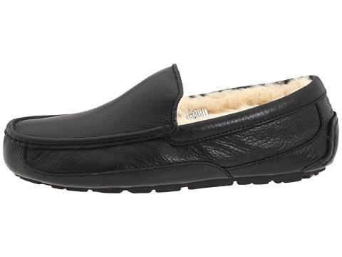 Ugg Black Leather Ascot Moccasin Loafer Men's Shoes