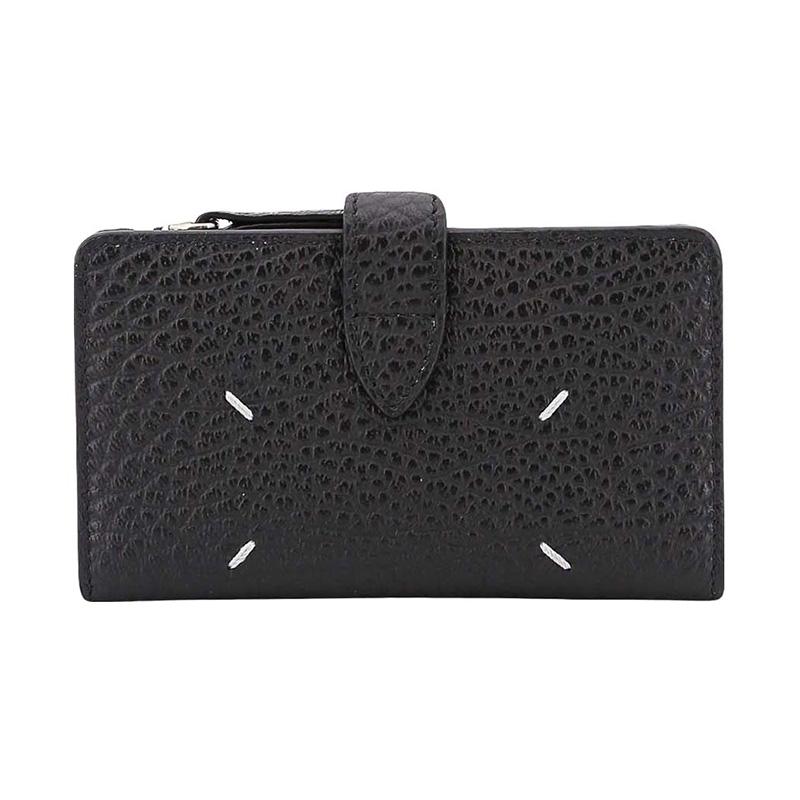 Maison Margiela Black Leather Stitch Card Holder Wallet Unisex
