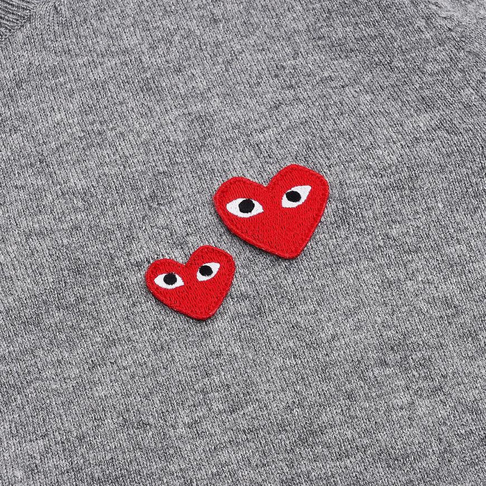 Comme des Garcons Unisex Double Heart Patch Cardigan AX N071 051 GREY