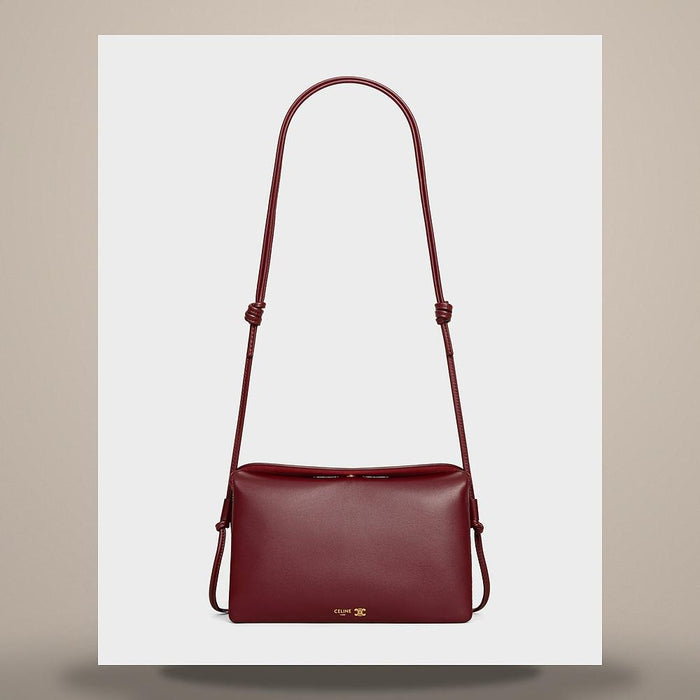 CELINE Trio Flap Smooth Lambskin Syrah Tote Bag 10P862O86 28PO
