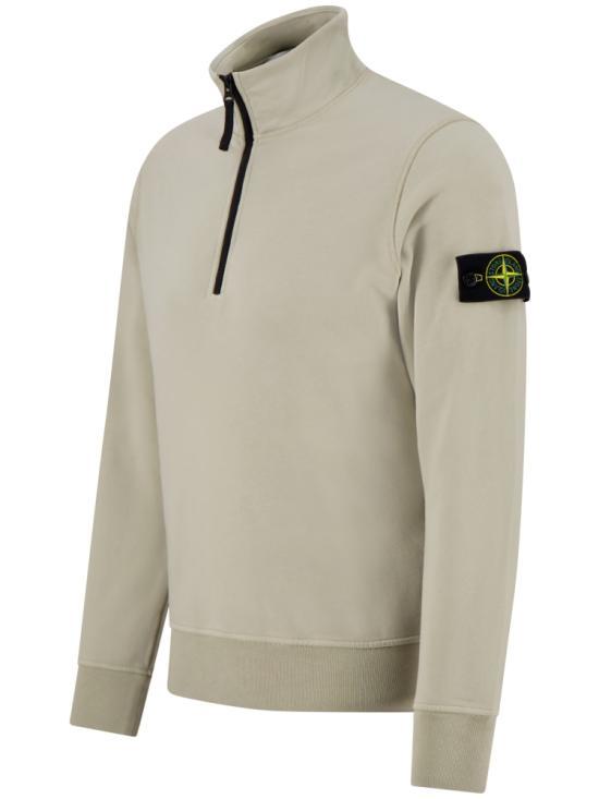 STONE ISLAND Organic Cotton Fleece Regular Fit Half Zip Sweatshirt L2S15 610007