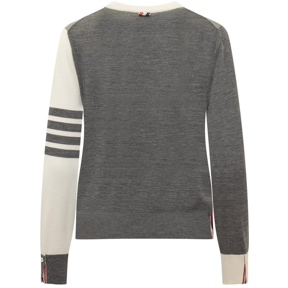 THOM BROWNE diagonal armband fun-mix crewneck knit sweater women