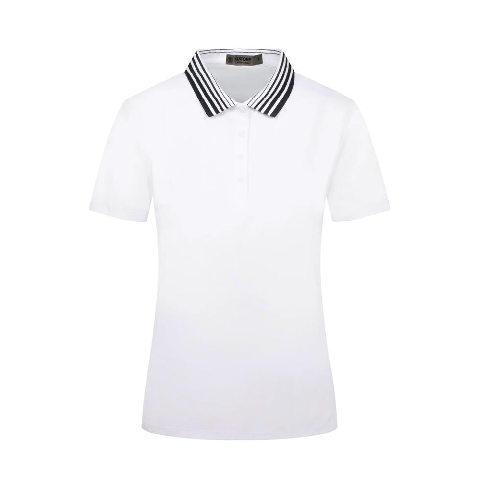 J LINDEBERG White Pleated Collar Short Sleeve T-Shirt