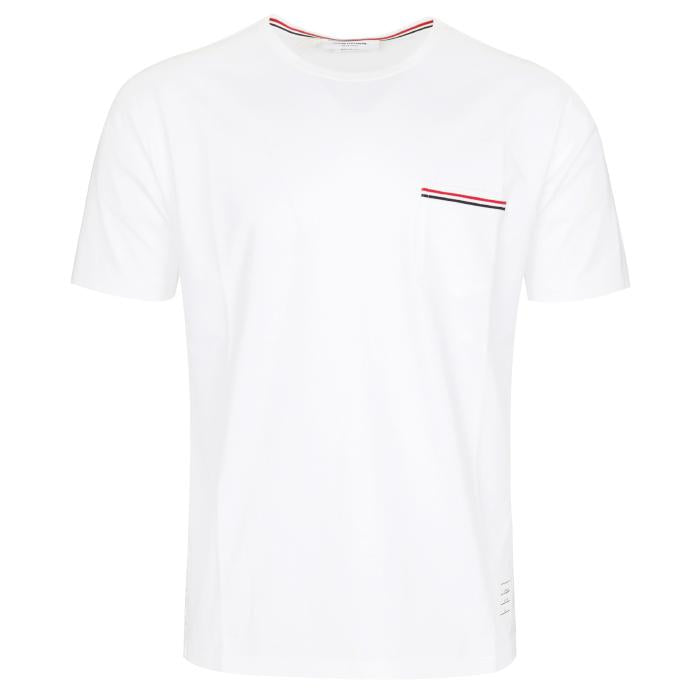 THOM BROWNE Tricolor Stripe Pocket T-Shirt White Men’s