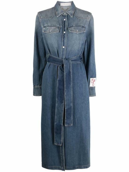 GOLDEN GOOSE Belted Denim Shirt Dress