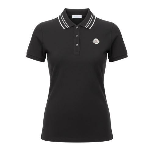 Moncler Women’s Logo Polo Short Sleeve T-Shirt Black