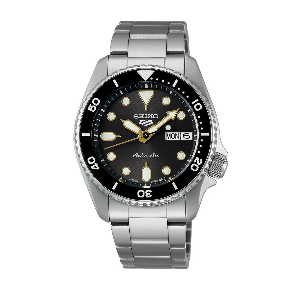 Seiko Silver Black Stainless Steel Men’s Sports Watch SRPL79K1