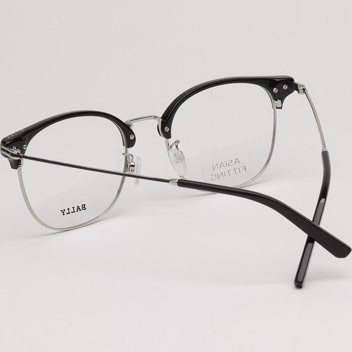 BALLY Gray Half-Rim Acetate Eyeglass Frames Unisex Asian Fit