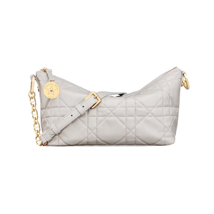 DIOR Diorstar Chain Hobo Bag Leather Shoulder Bag Gray S3202UDBB M55G