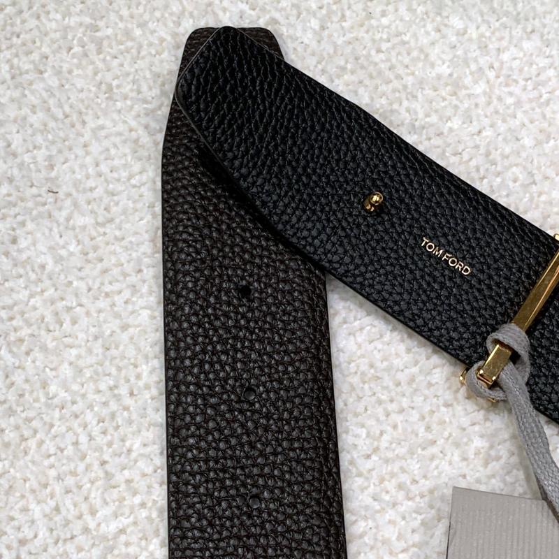 TOM FORD Soft Grain Leather T Icon Belt Brown Black Men