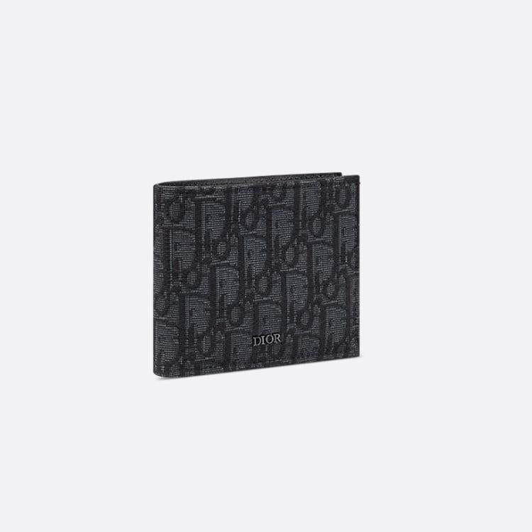 DIOR MEN Black Dior Oblique Jacquard Bifold Wallet 2OBBH027YSE