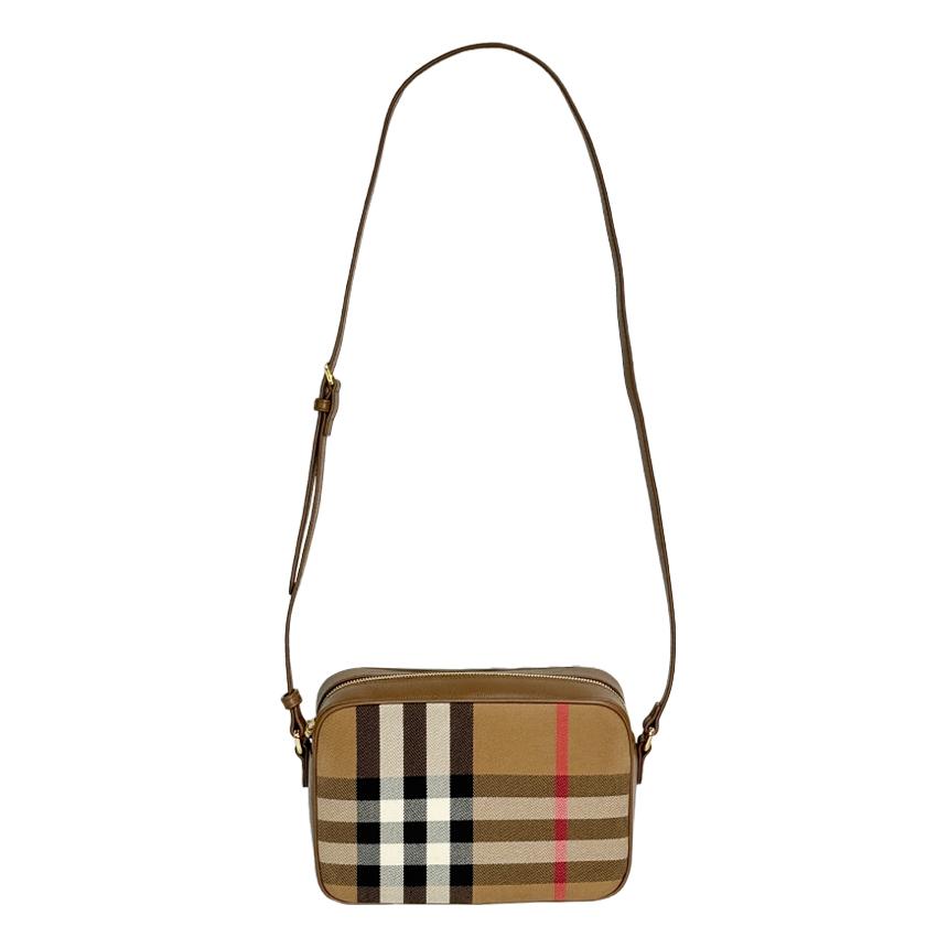 BURBERRY House Check Brown Camera Crossbody Bag