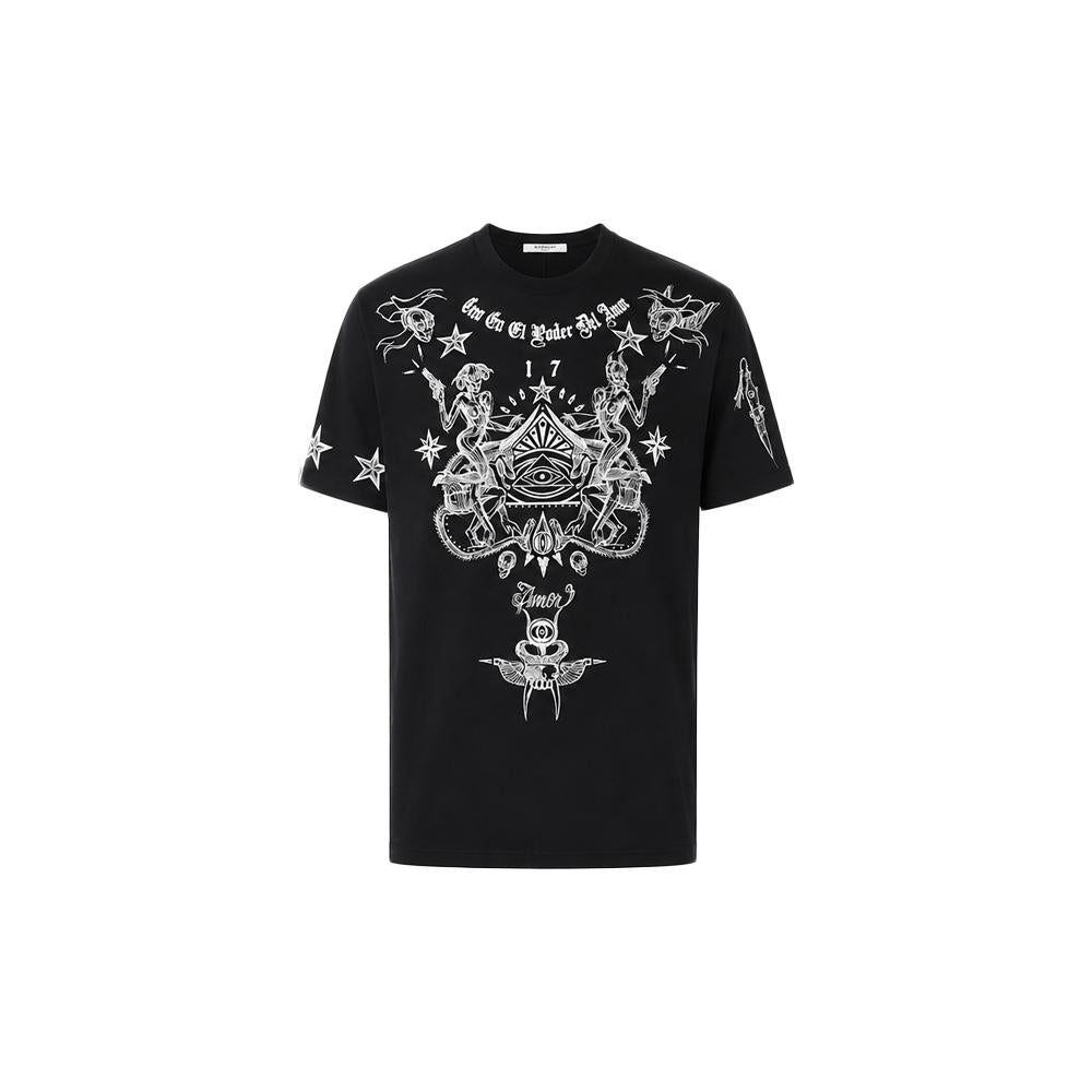 GIVENCHY Black 15th Anniversary Tattoo Print Columbian Fit T-Shirt