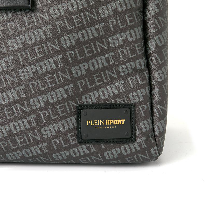 PLEIN SPORT Men’s Duffel Bag Black Nylon Tote Bag