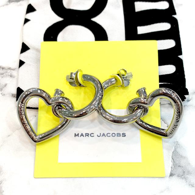 Marc Jacobs Double Heart Hoop Earrings Gold-Tone Unisex Jewelry