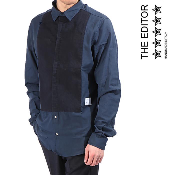 The Editor Navy Cotton Long Sleeve Shirt for Men 1304 1 4434