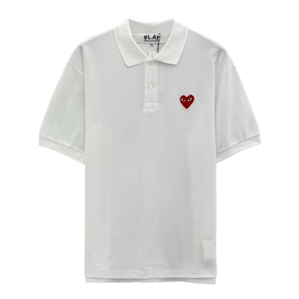 Comme des Garcons Red Heart Patch Polo Short Sleeve T-Shirt AX T006 051 5 7