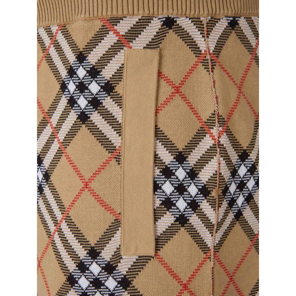 BURBERRY Beige Check Cotton Drawstring Shorts