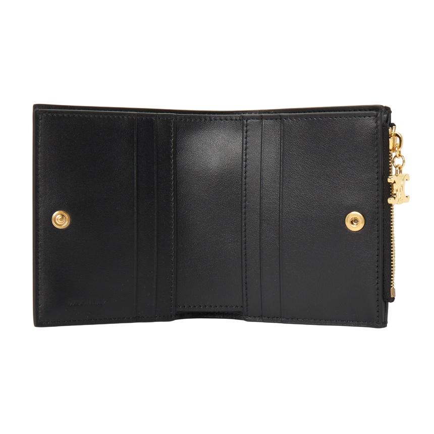 CELINE Triomphe Charm Small Bifold Wallet Black Leather Women