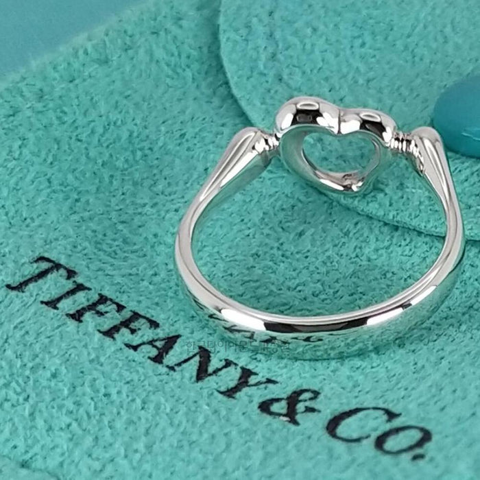 Tiffany & Co Open Heart Ring Sterling Silver 925 Adjustable Size