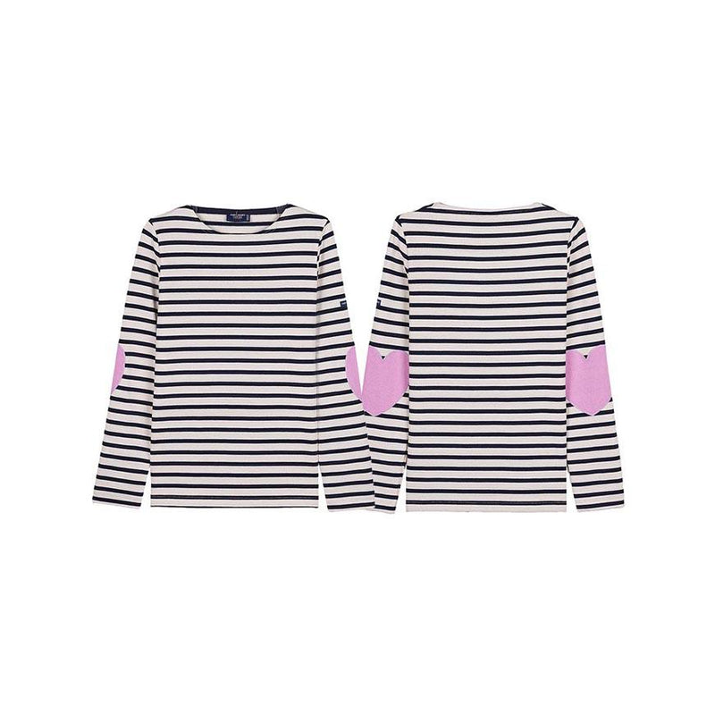 Saint James Women’s VAUJANY Ecru Navy Stripe T-Shirt Cotton
