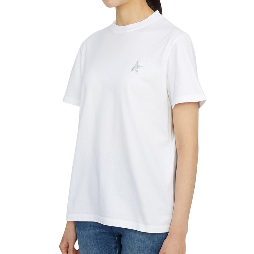 GOLDEN GOOSE Womens Short Sleeve T-Shirt White Cotton Tee