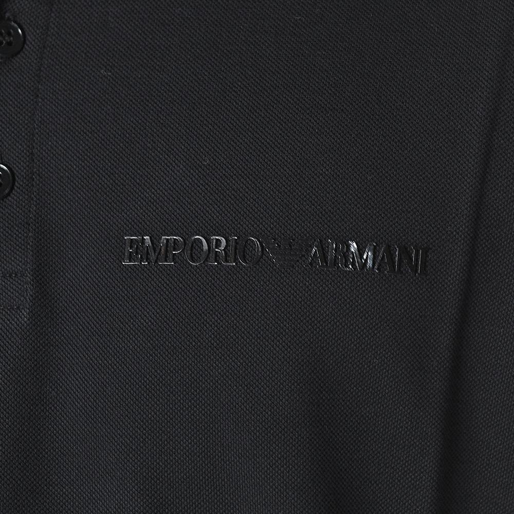 Emporio Armani Black Cotton Short Sleeve Polo Shirt