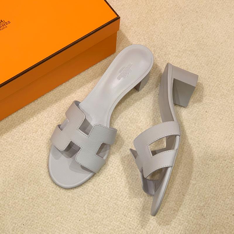 HERMES Oasis Sandals Epsom Calfskin Matte White