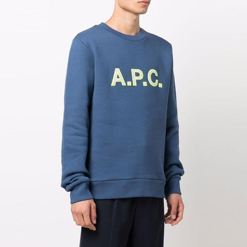 A.P.C. HUGUES Logo Fleece Sweatshirt Marine Navy