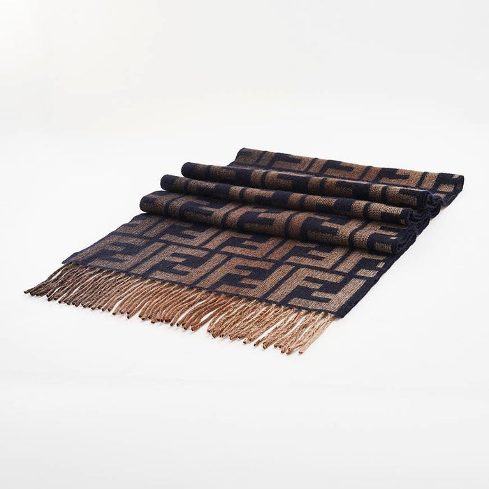 FENDI Unisex FF Logo Wool Cashmere Scarf Brown