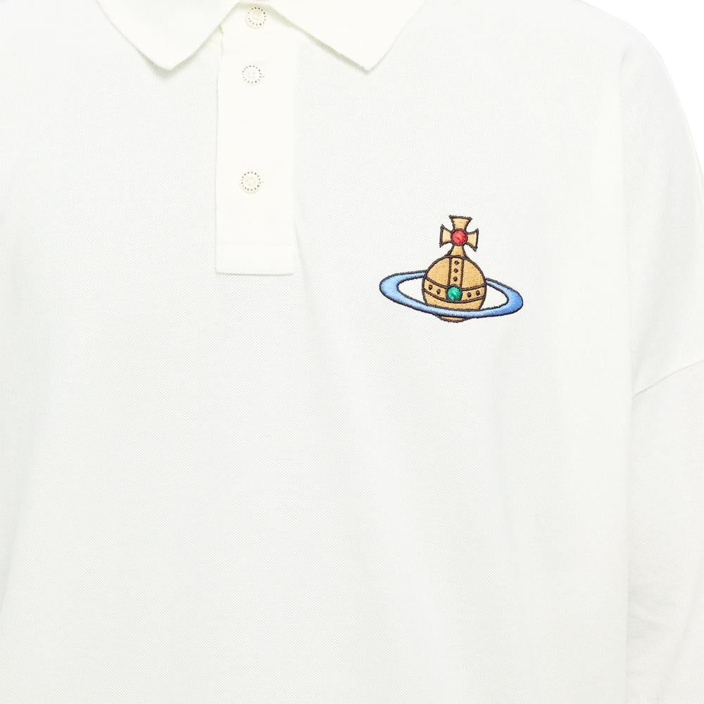 Vivienne Westwood ORB Logo Long Sleeve Polo Shirt Navy Men