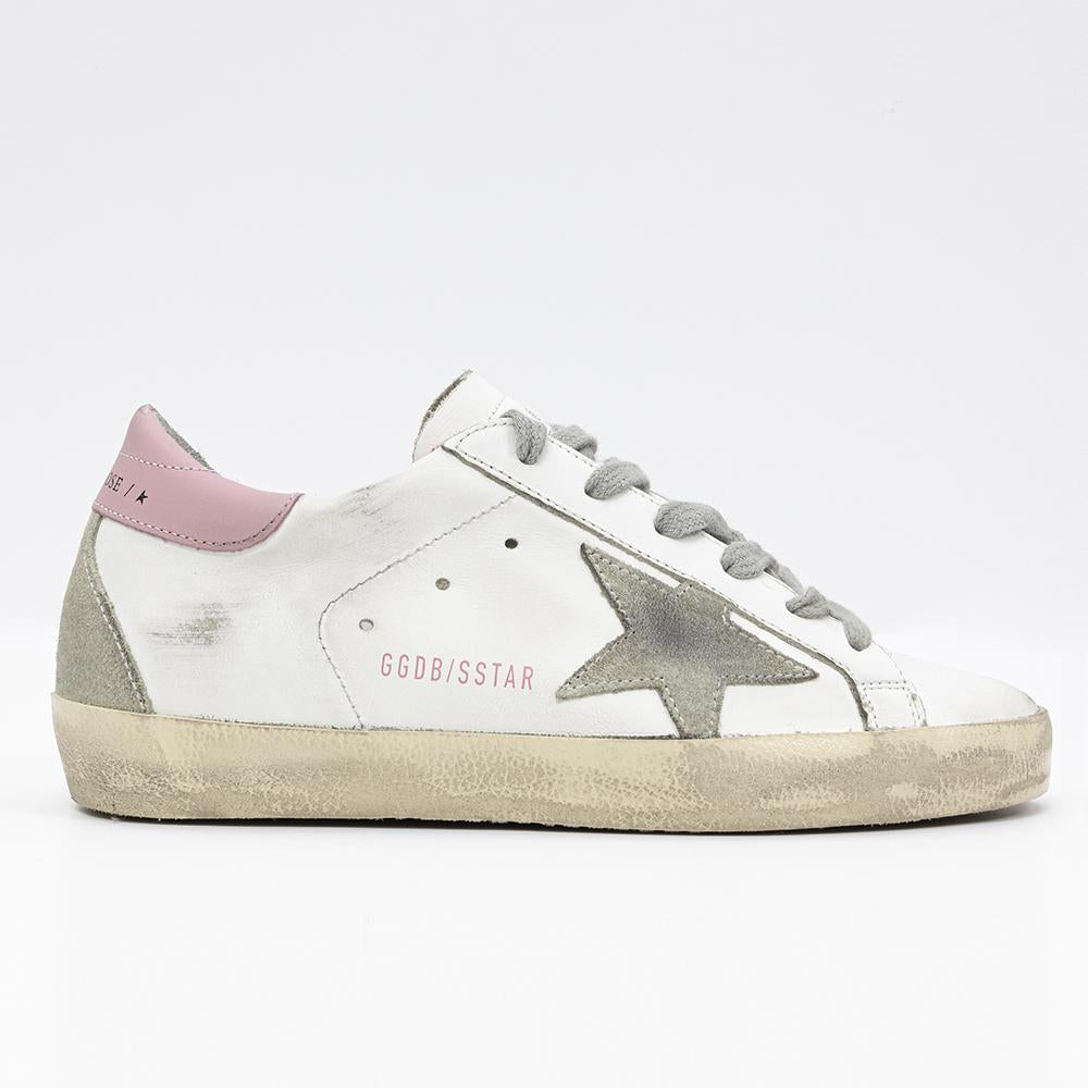 GOLDEN GOOSE Superstar Pink Tab White Leather Low-Top Sneakers Women