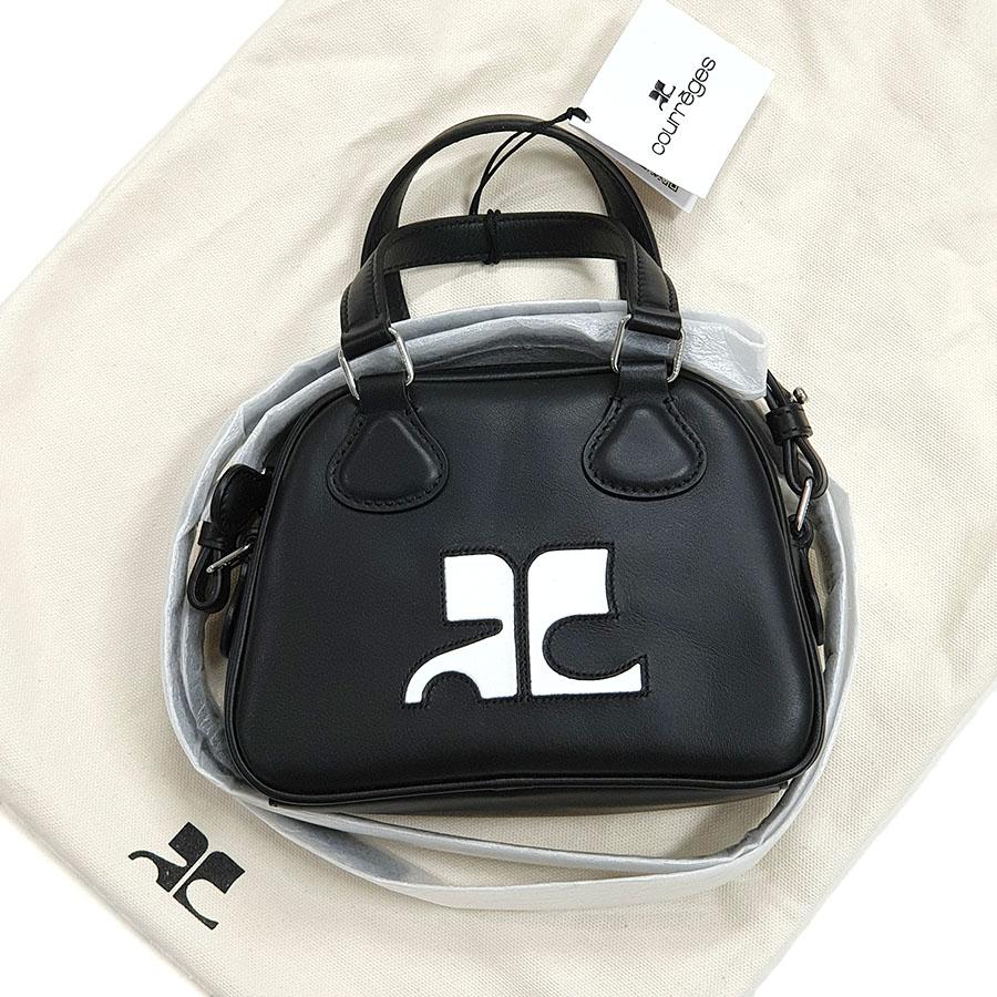 courreges Black Mini Leather Bowling Shoulder Tote Bag 124GSA083CR0027 9999