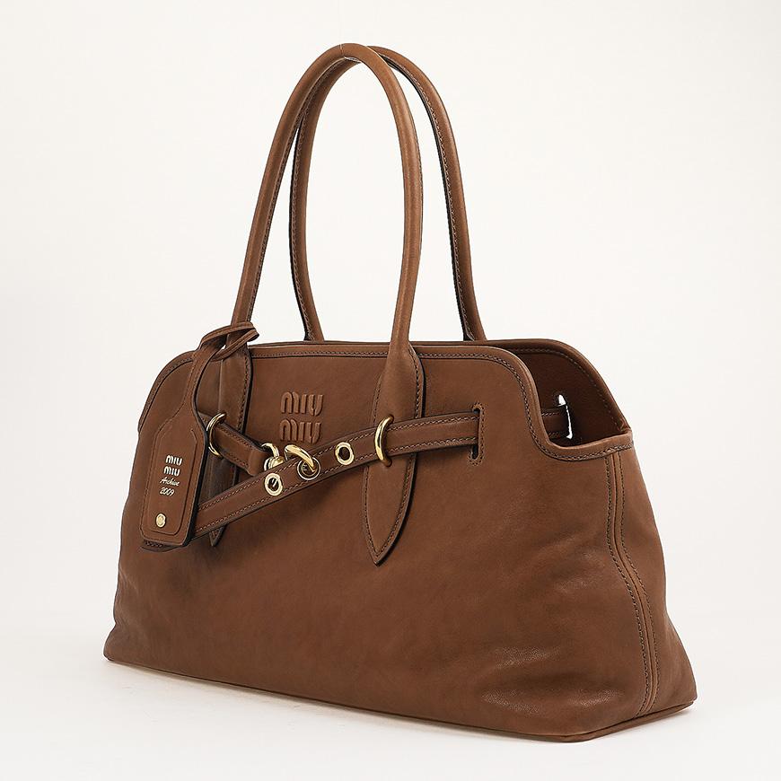 Miu Miu Avant-Garde Nappa Leather Tote Bag Black