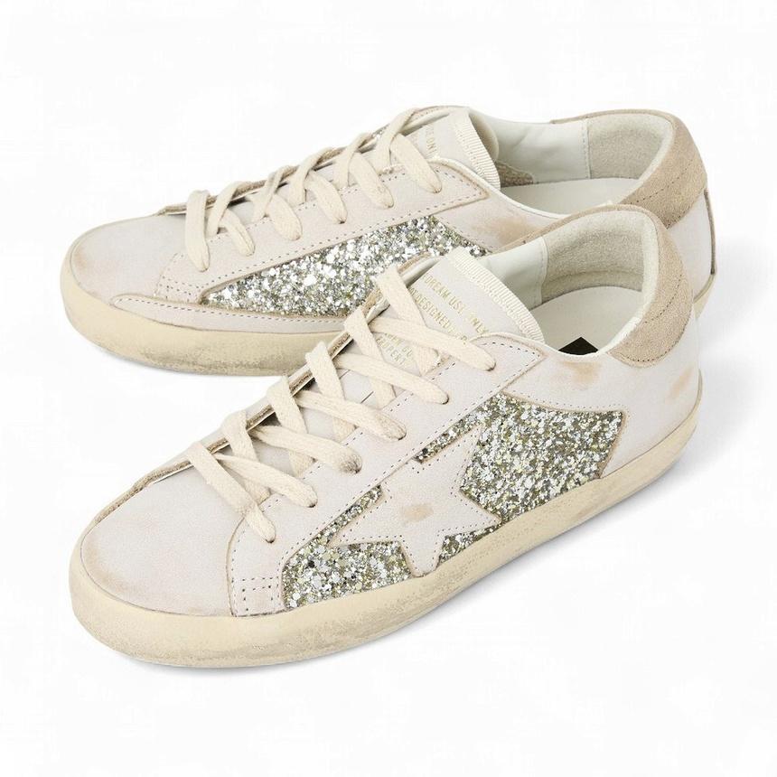 GOLDEN GOOSE Superstar Leather Low-Top Sneakers Women White Silver