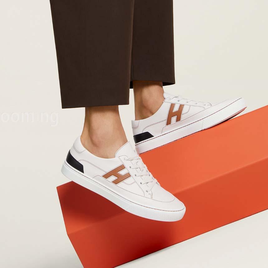 HERMES Deep Leather Low Top Sneakers White Unisex H251837ZHA3420