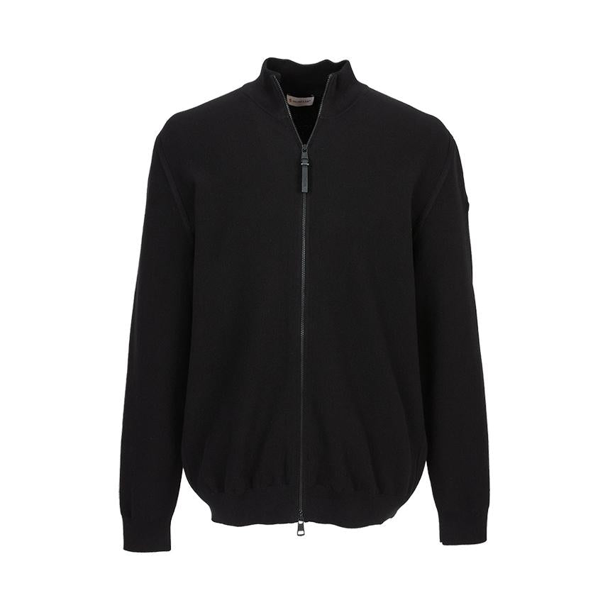 Moncler Men’s Zip-Up Knit Cardigan Black