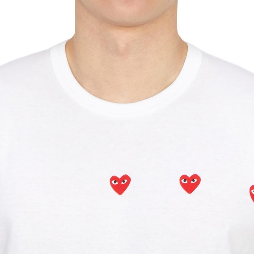 Comme des Garcons Triple Red Heart Unisex Short Sleeve T-Shirt