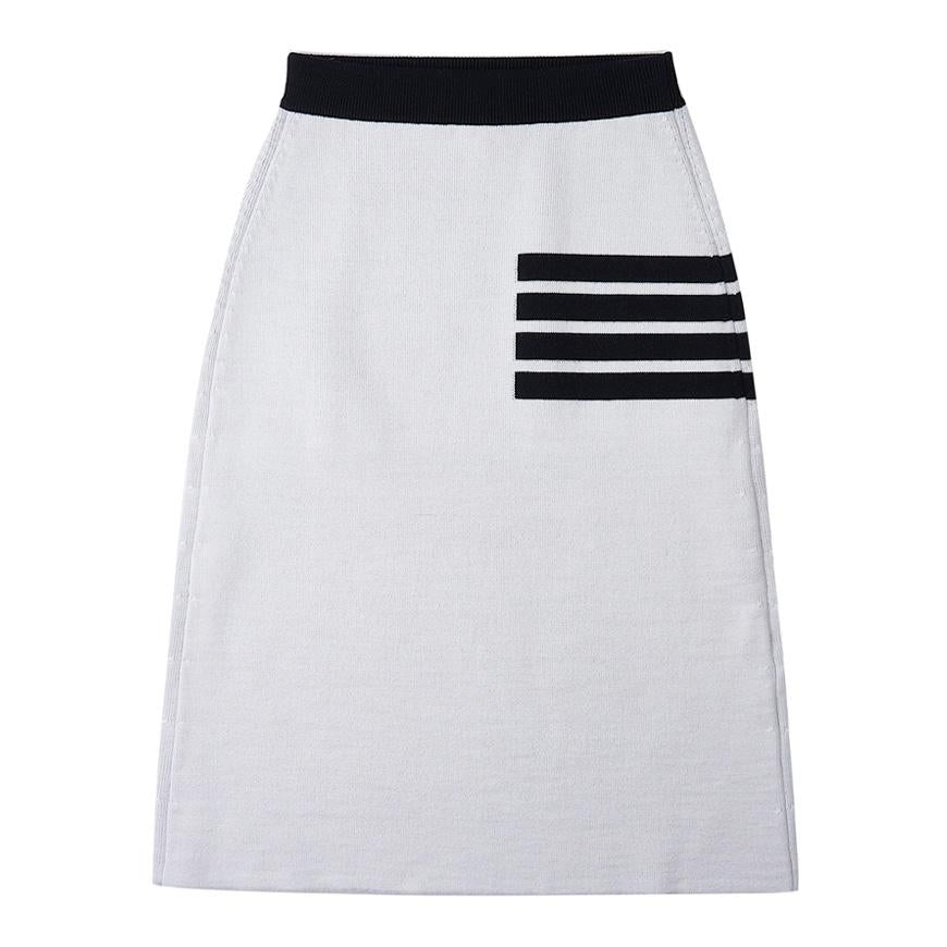 THOM BROWNE Women’s 4-Bar Stripe Wool Long Skirt