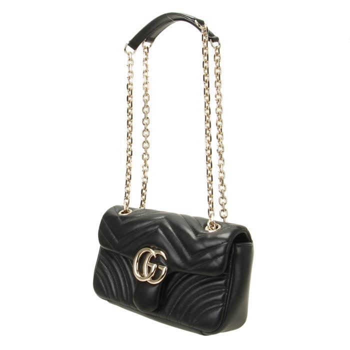 GUCCI GG Marmont Small Shoulder Bag Black Leather
