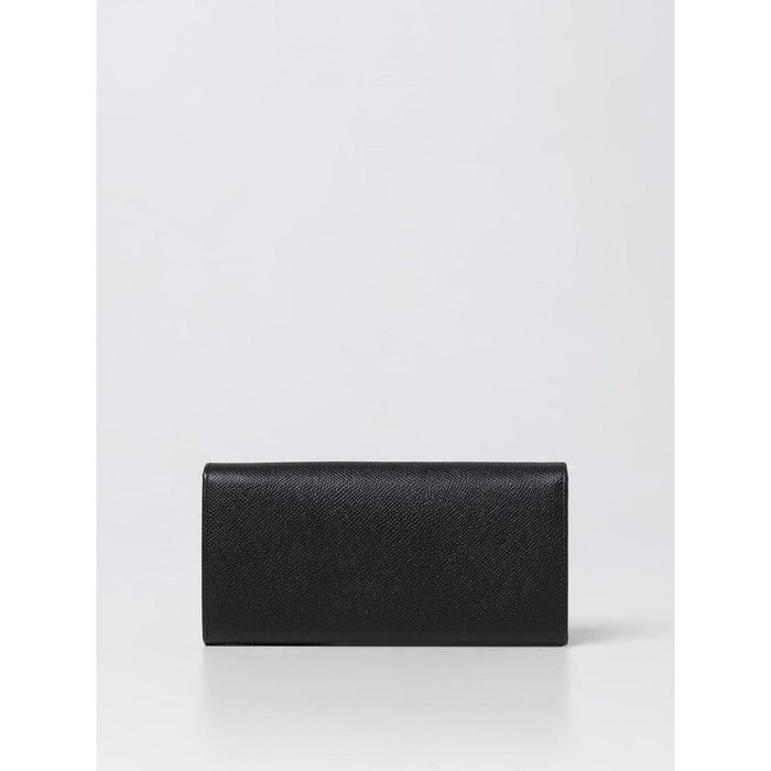 Ferragamo Gancini Leather Long Wallet Unisex Black