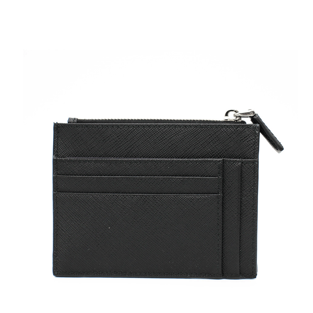 PRADA Black Saffiano Leather Card Holder Unisex 2MC067