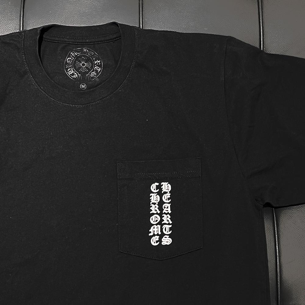 Chrome Hearts Black Pink Roller Back Logo Lettering Print Short Sleeve T-Shirt
