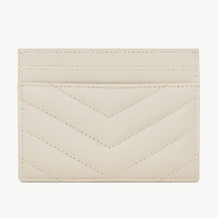 Saint Laurent Cassandre Matelassé Lambskin Card Case White