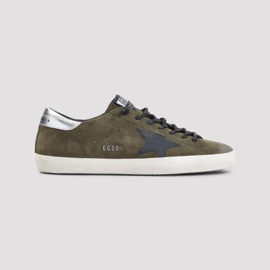 GOLDEN GOOSE Dark Green/Black/Silver Leather Superstar Sneakers Men